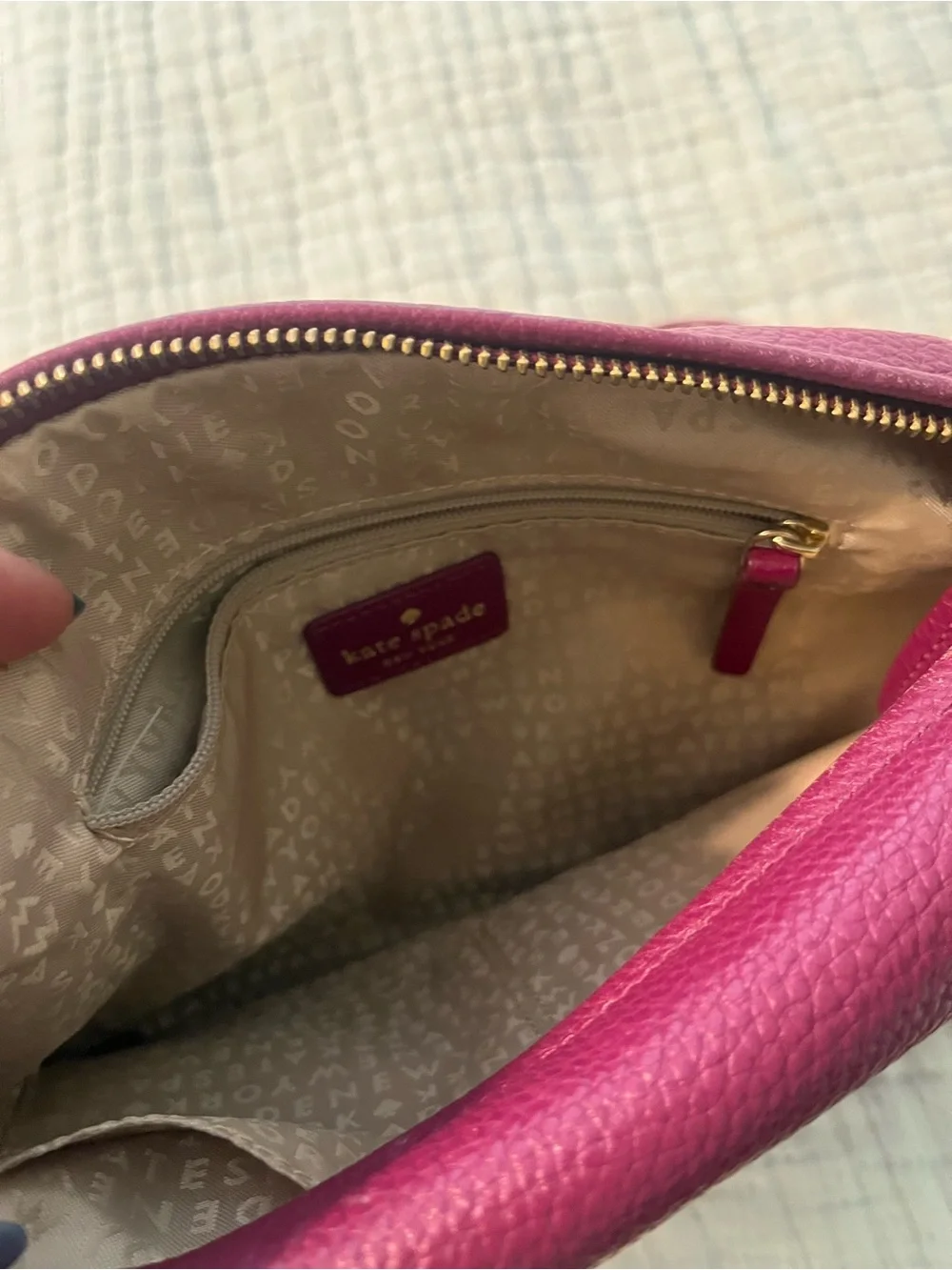 kate spade raspberry pink pebbled leather crossbody bag